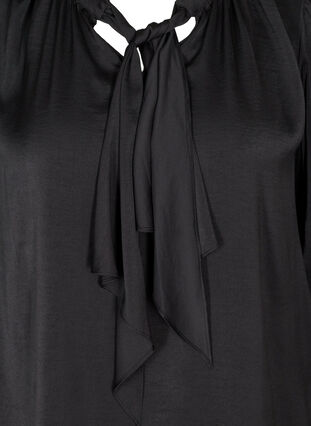 Langermet bluse med knytedetalj, Black, Packshot image number 2