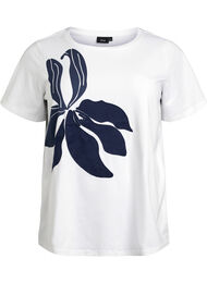 T-skjorte i organisk bomull med blomstermønster, B. White w. EMB