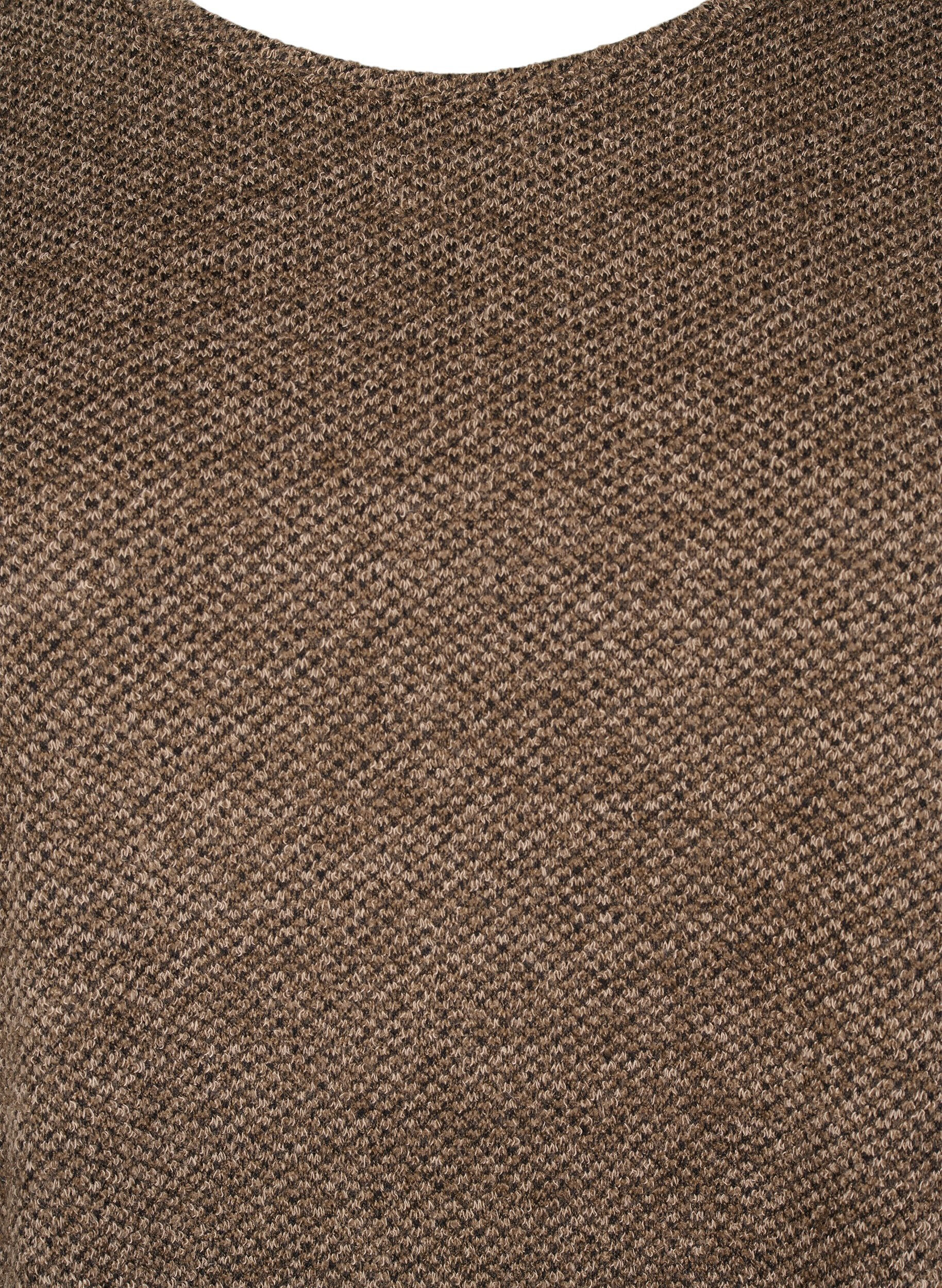 Zizzi Melange Bluse med rund hals og lange ermer, Caribou, Packshot image number 2