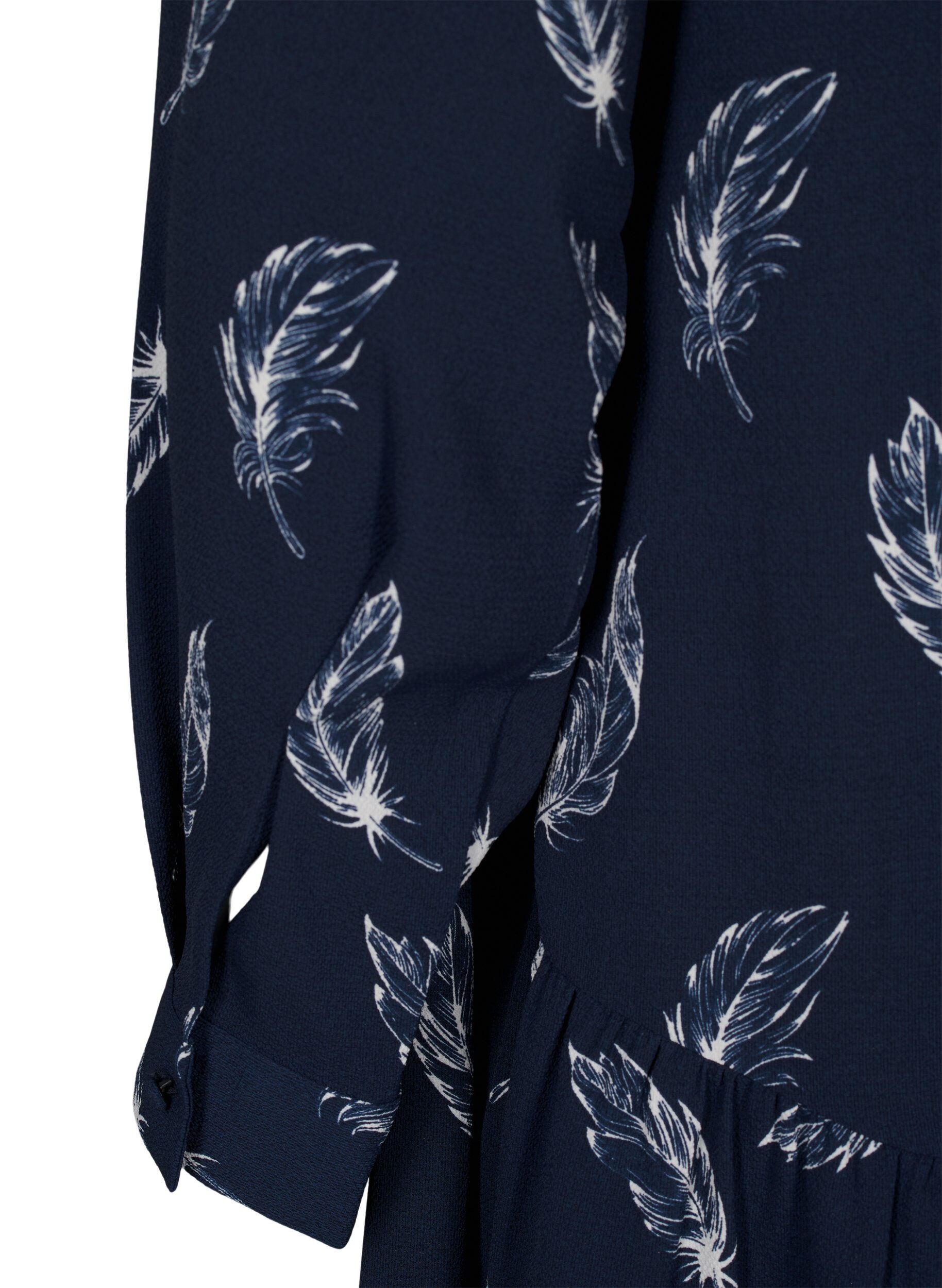 Zizzi Midi-kjole med lange ermer, Navy B. Feather AOP, Packshot image number 3