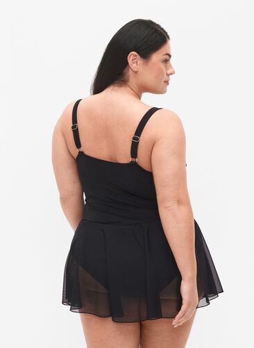 Zizzi Badekjole med skjørt og innershorts, Black, Model image number 1