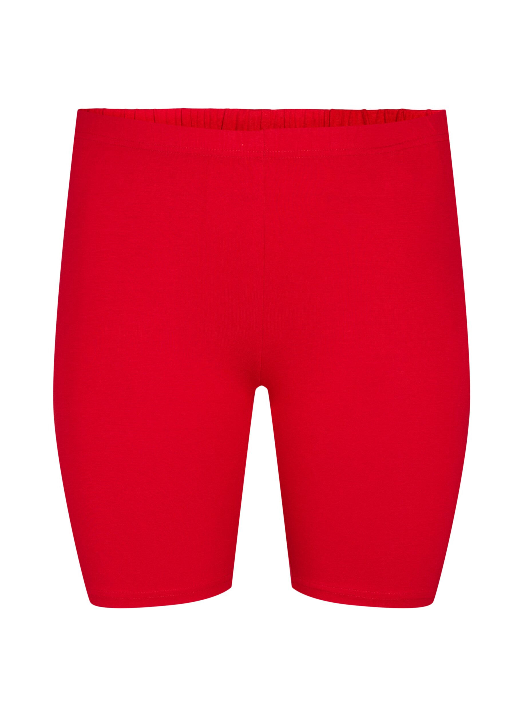 Zizzi Ensfargede standard sykkelshorts, R&oslash;d, Packshot image number 0