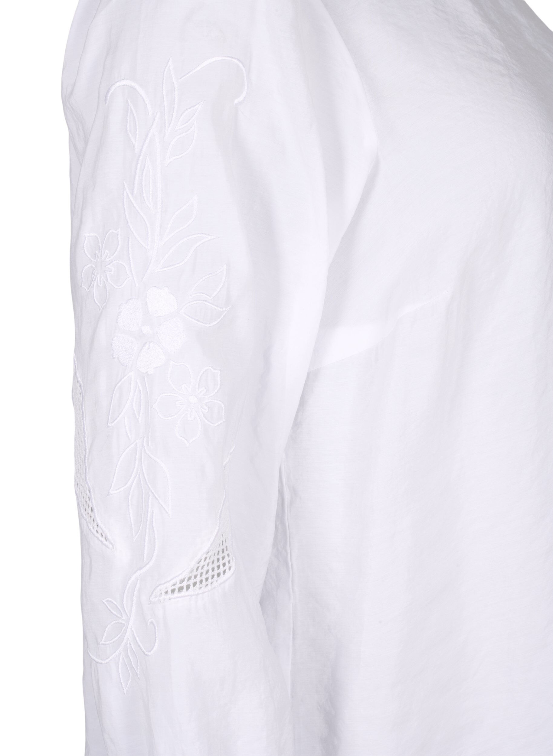 Zizzi Bluse i Tencel &trade; Modal med broderidetaljer, Bright White, Packshot image number 3