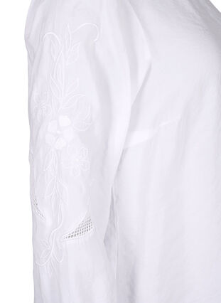 Bluse i Tencel ™ Modal med broderidetaljer, Bright White, Packshot image number 3