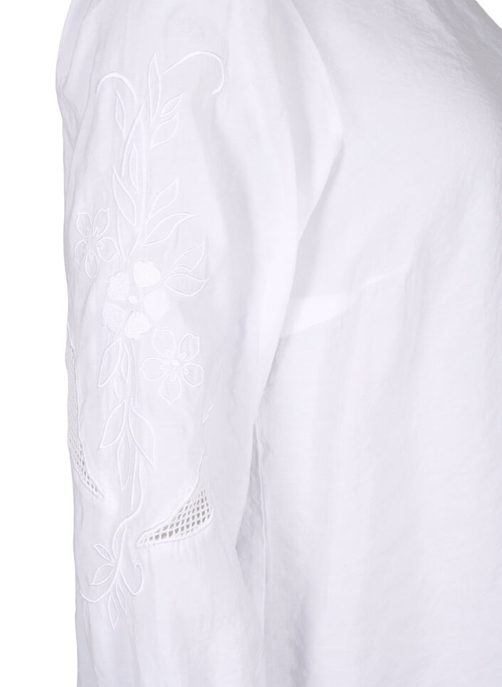 Bluse i Tencel &trade; Modal med broderidetaljer, Bright White, Packshot image number 3