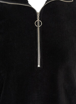 Velourbluse med høy hals og glidelås, Black, Packshot image number 2