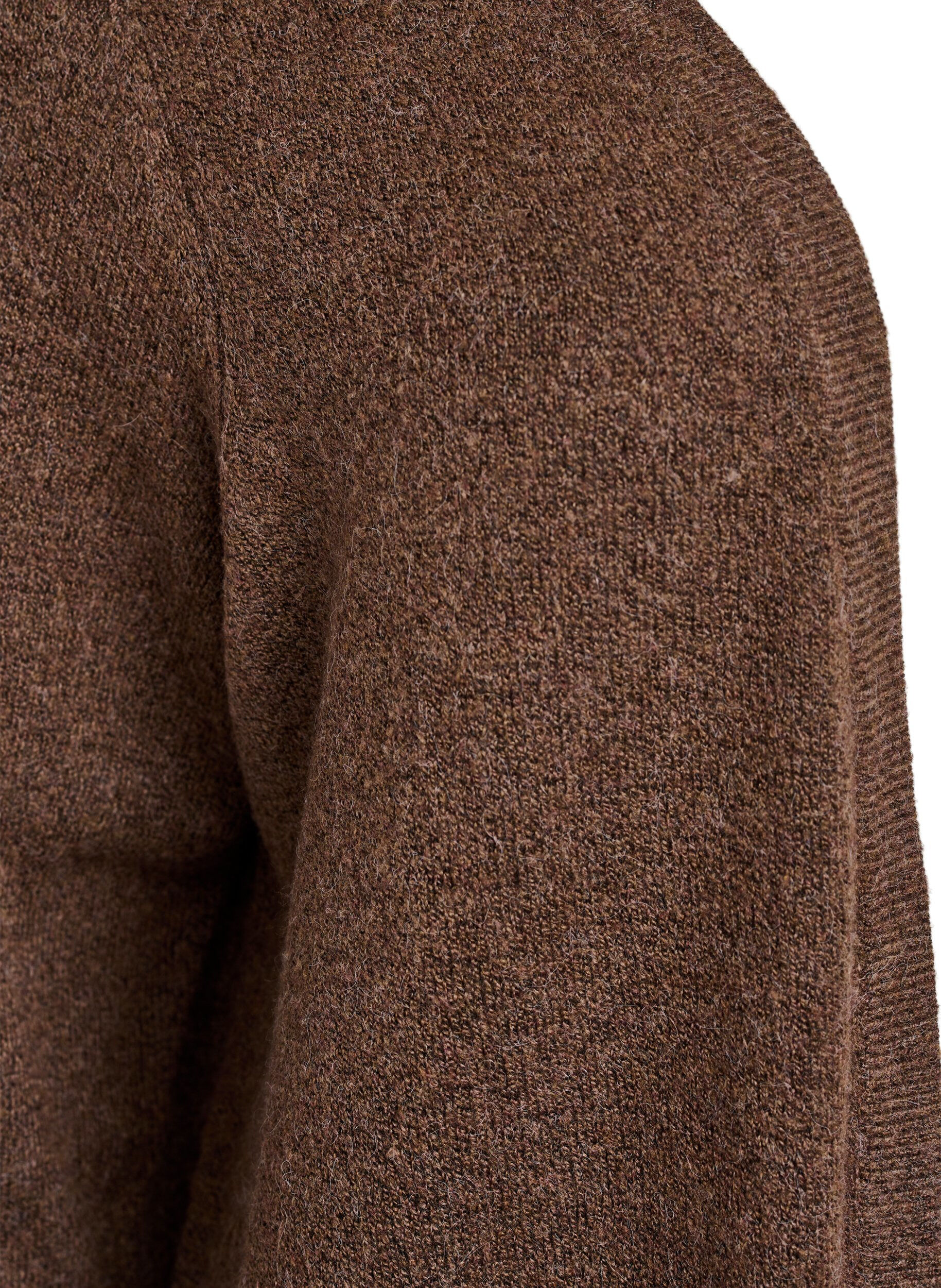 ZizziRibbestrikket cardigan med lommer, Brun, Packshot image number 2