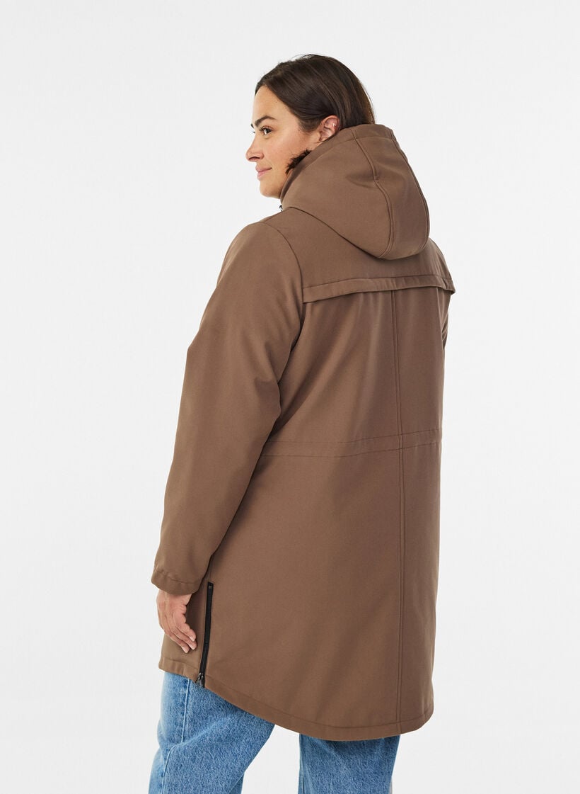 Vannavvisende softshell jakke med vattert f&ocirc;r, Brun, Model image number 2