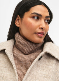 Ribbestrikket skjerf, Deep Taupe Mel., Model