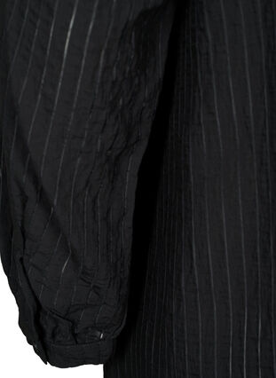 Lang viskose skjorte med stripete mønster, Black, Packshot image number 3