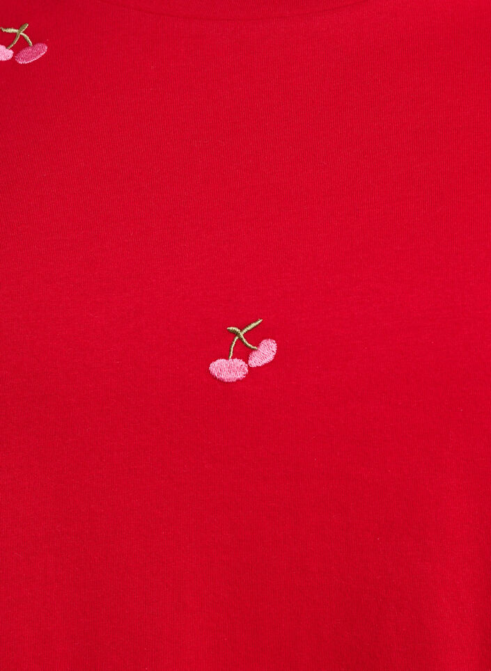T-skjorte i økologisk bomull med broderte motiv, Rød, Packshot image number 2