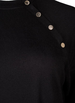Zizzi Jerseykjole med knapper, Black, Packshot image number 2