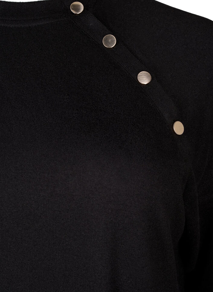Jerseykjole med knapper, Black, Packshot image number 2