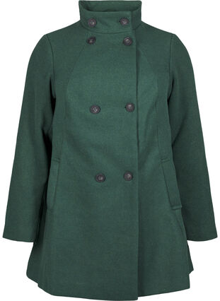 Zizzi Kort A-linje kåpe, Trekking Green Mel., Packshot image number 0