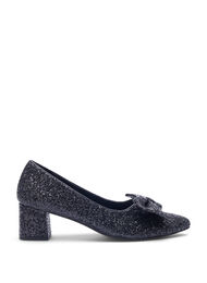 Wide fit - Glitterpumps med sløyfe, Black
