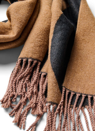 Mykt skjerf med frynser, Black/T. Brown, Packshot image number 1