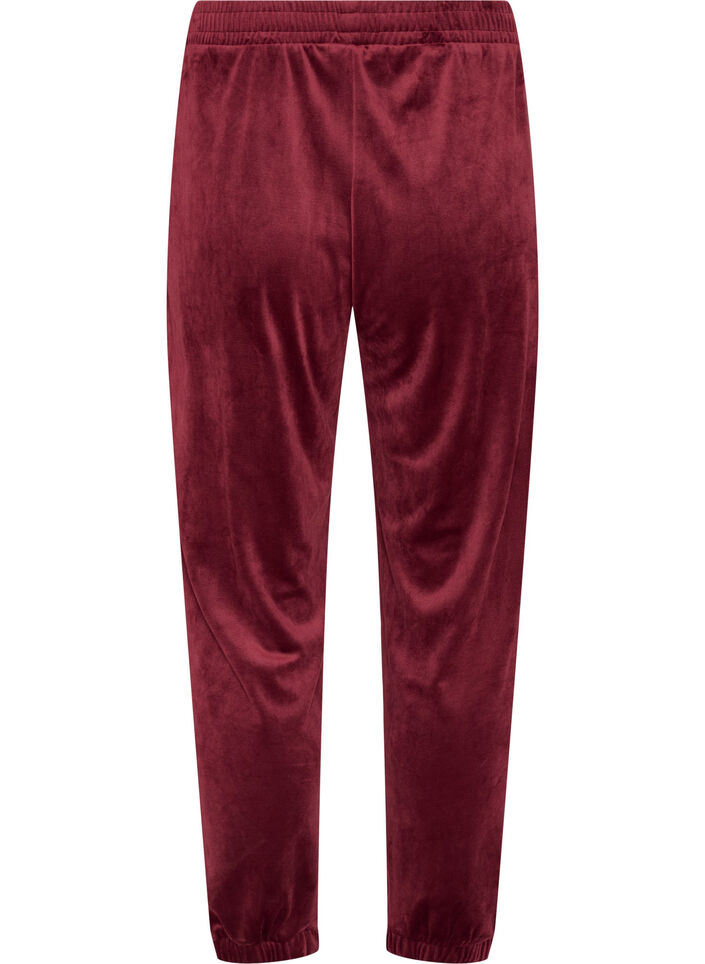 Loose fit velourbukser, R&oslash;d, Packshot image number 1