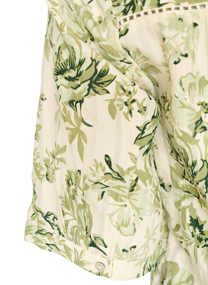 Bluse med trykk og 1/2 ermer, Gr&oslash;nn, Packshot image number 3
