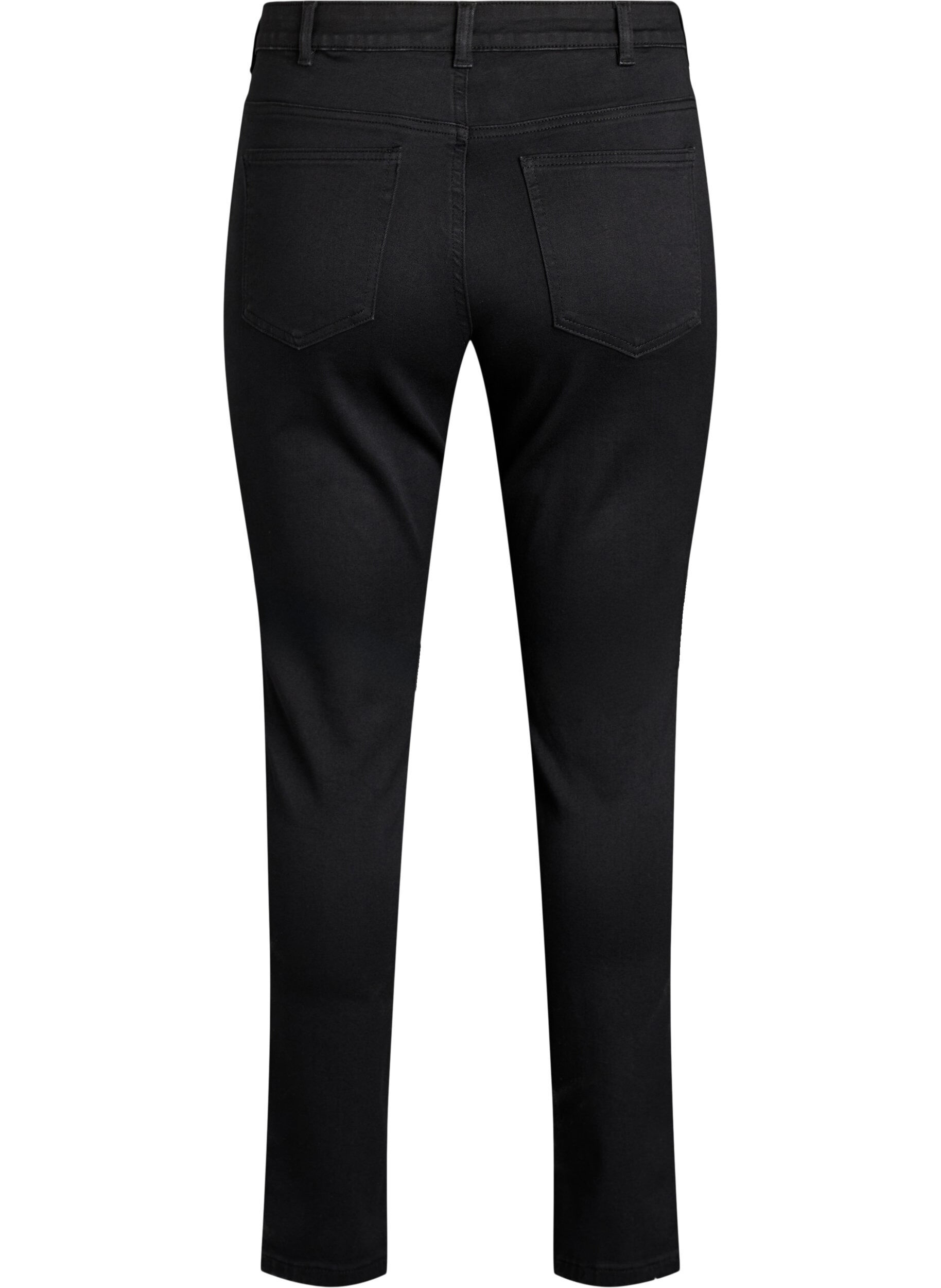 ZizziSlim fit Emily jeans med normal midje, Svart, Packshot image number 1