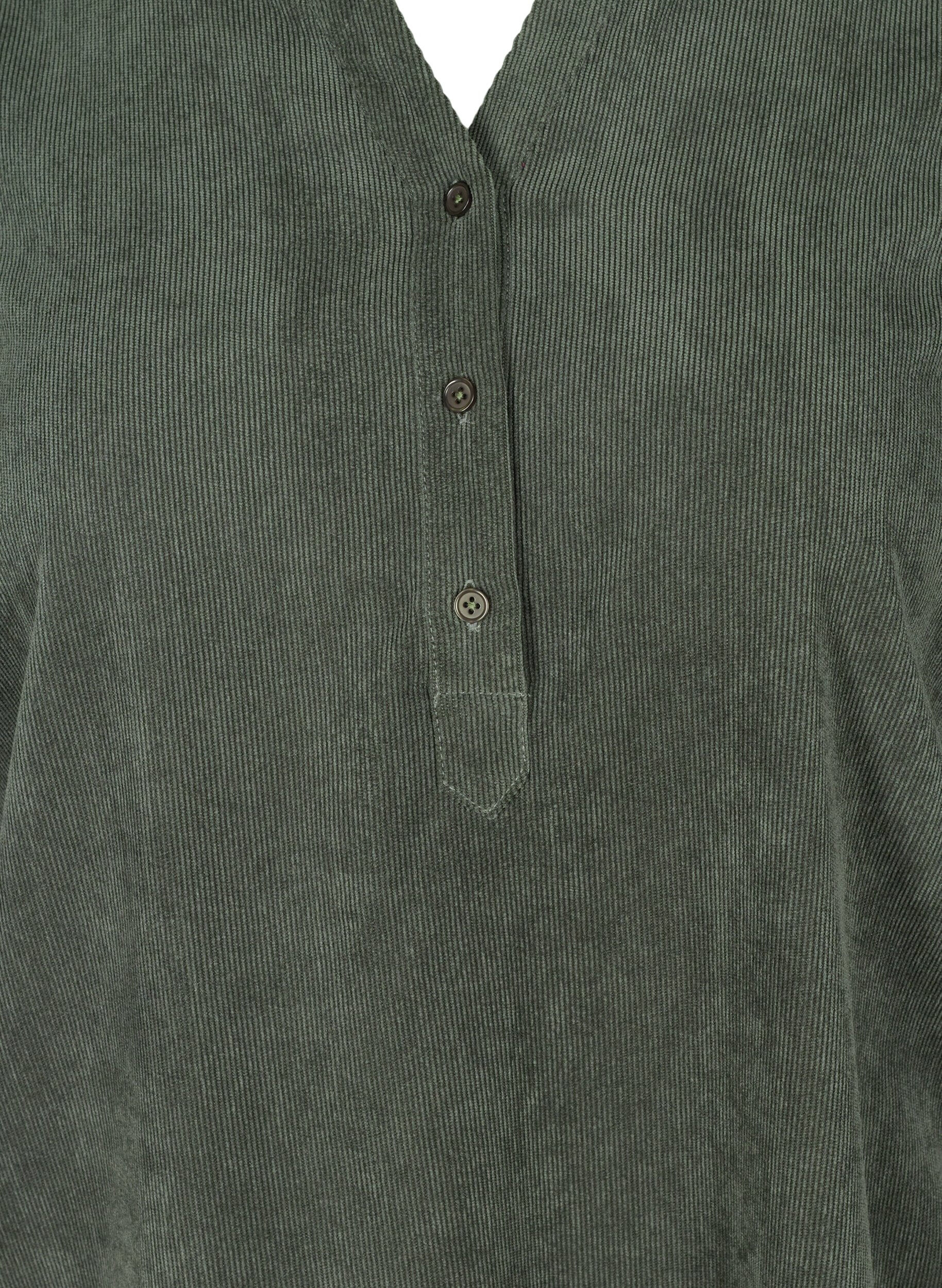 Zizzi Fl&oslash;yelskjole med 3/4-ermer og knapper, Deep Forest, Packshot image number 2