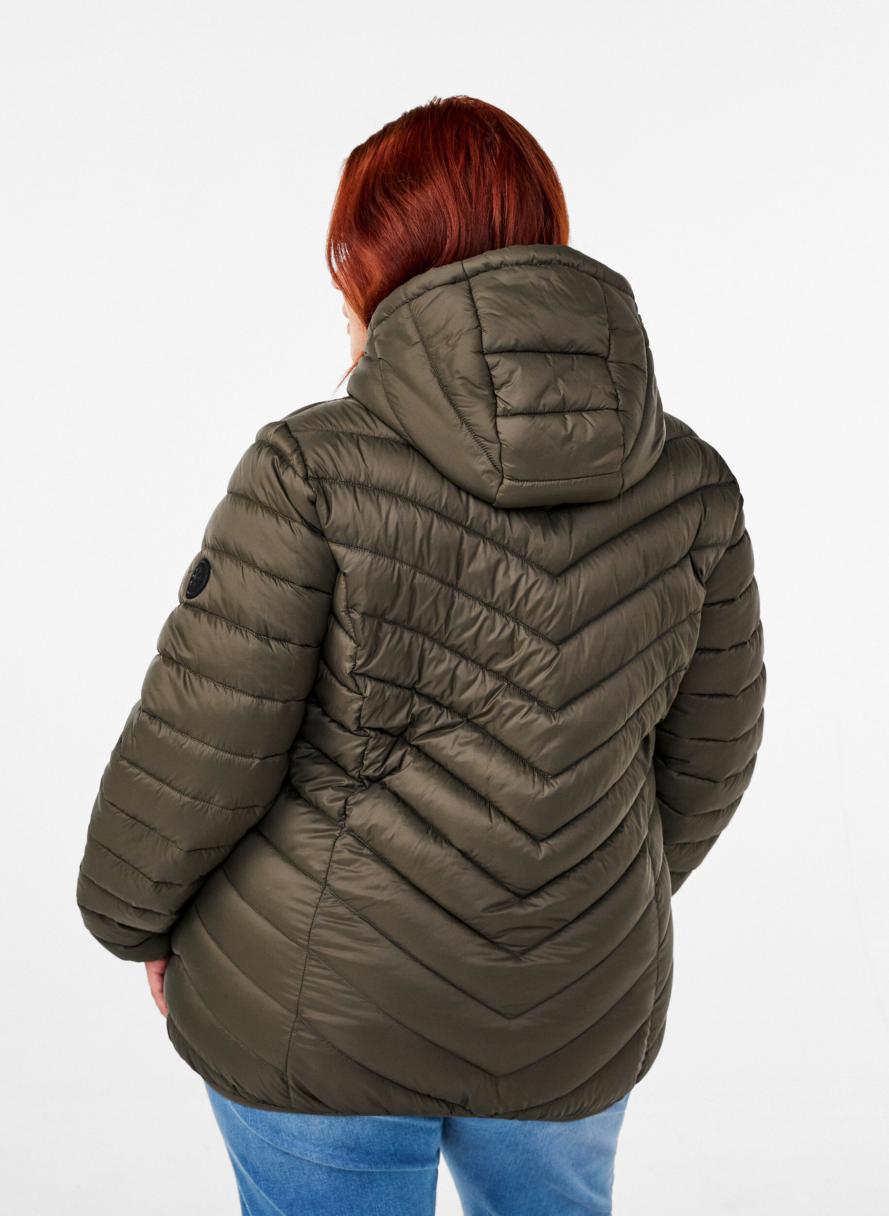 ZizziLett jakke med hette, Gr&oslash;nn, Model image number 2