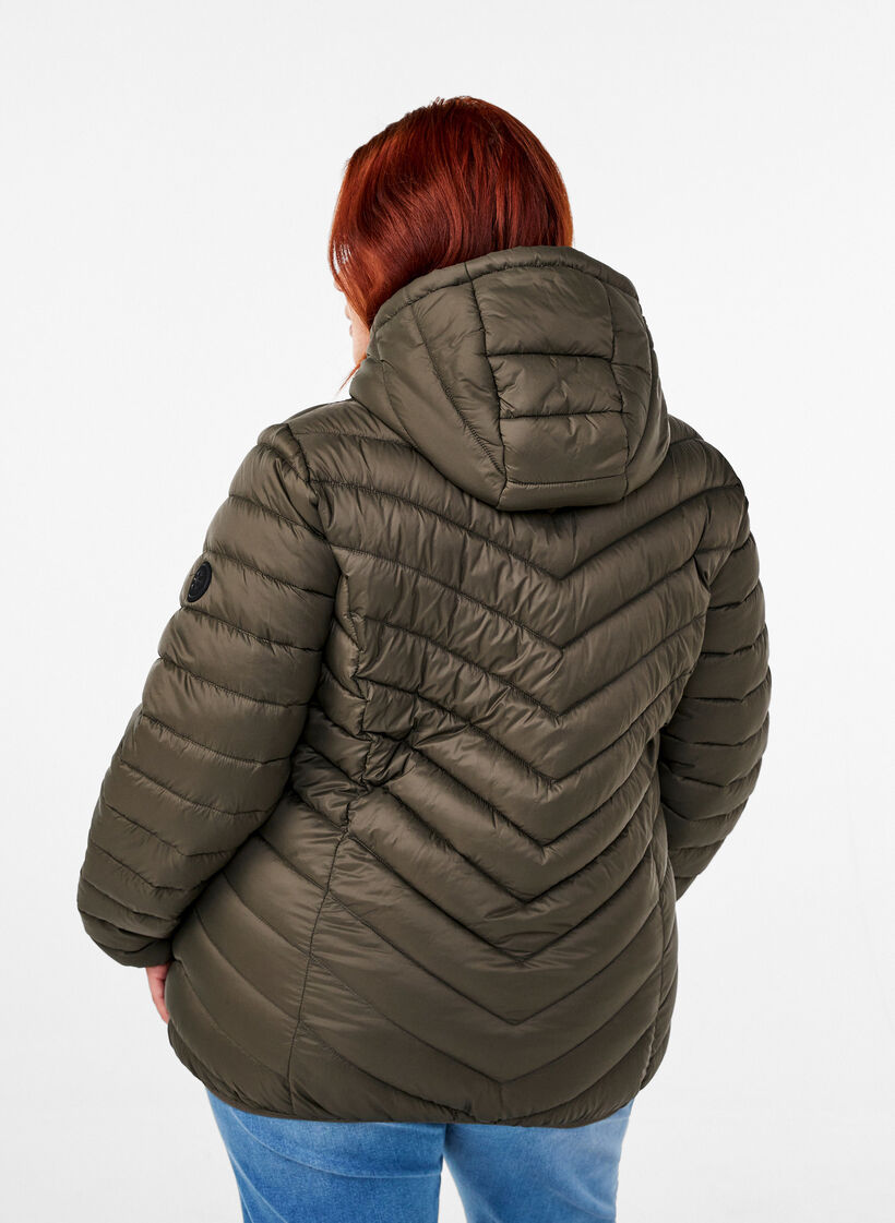 Lett jakke med hette, Gr&oslash;nn, Model image number 2