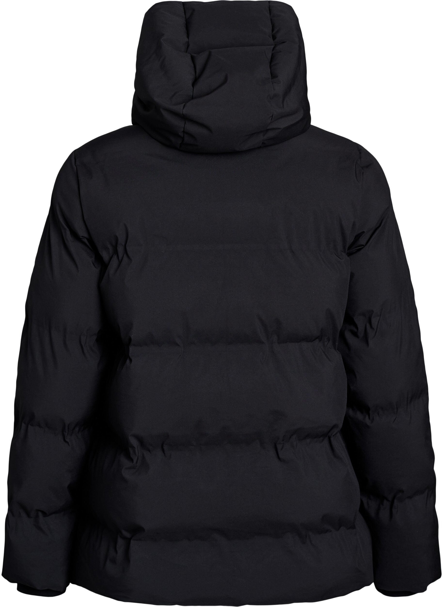 ZizziKort pufferjakke med avtagbar hette, Svart, Packshot image number 1