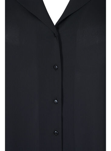 Skjorte med V-hals og smock, Black, Packshot image number 2