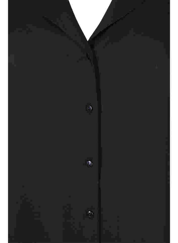 Skjorte med V-hals og smock, Black, Packshot image number 2