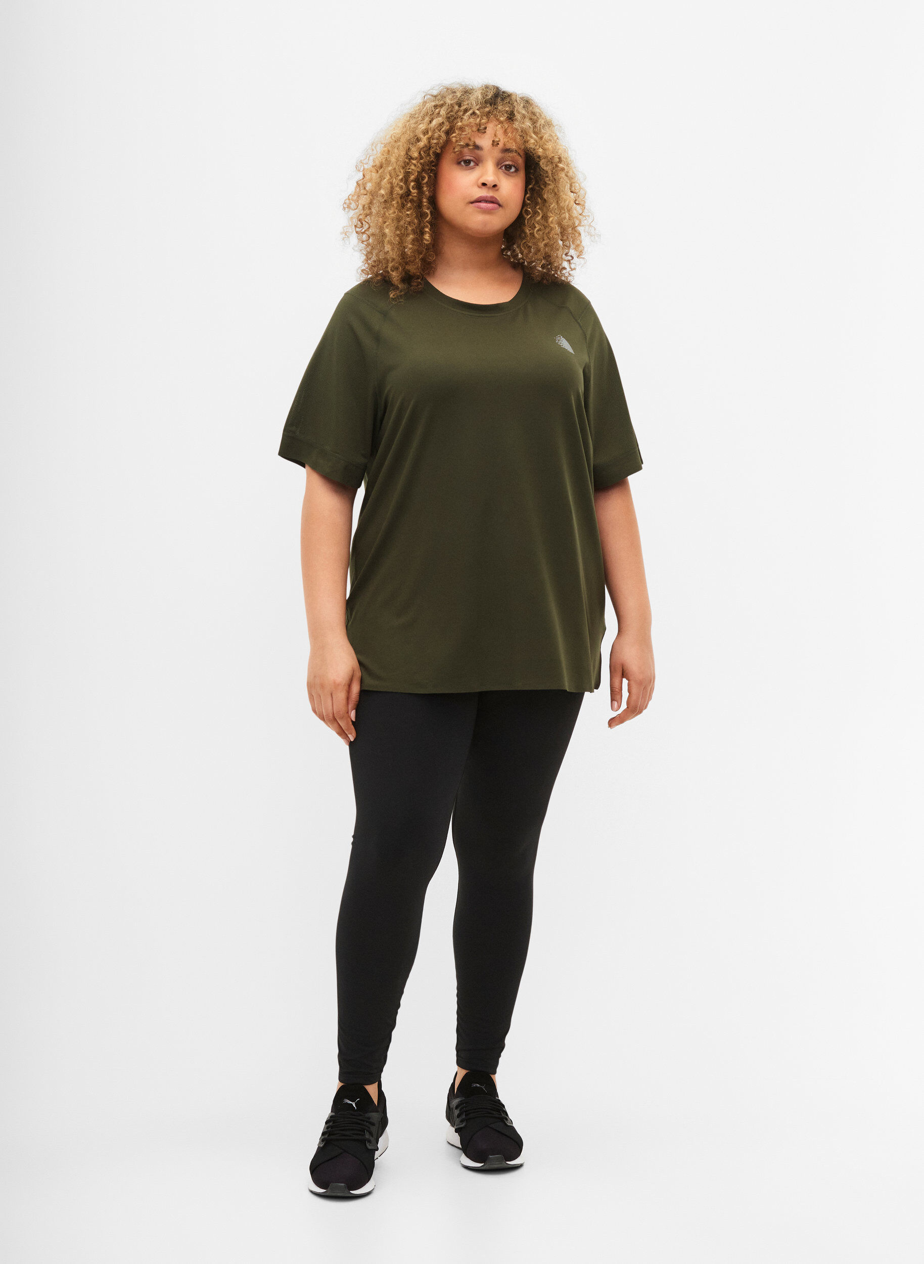 Zizzi Kortermet trenings T-skjorte med rund hals, Forest Night, Model image number 2