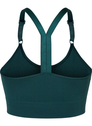 Sømløs sports-BH i ribbet materiale, Pine Grove, Packshot image number 1