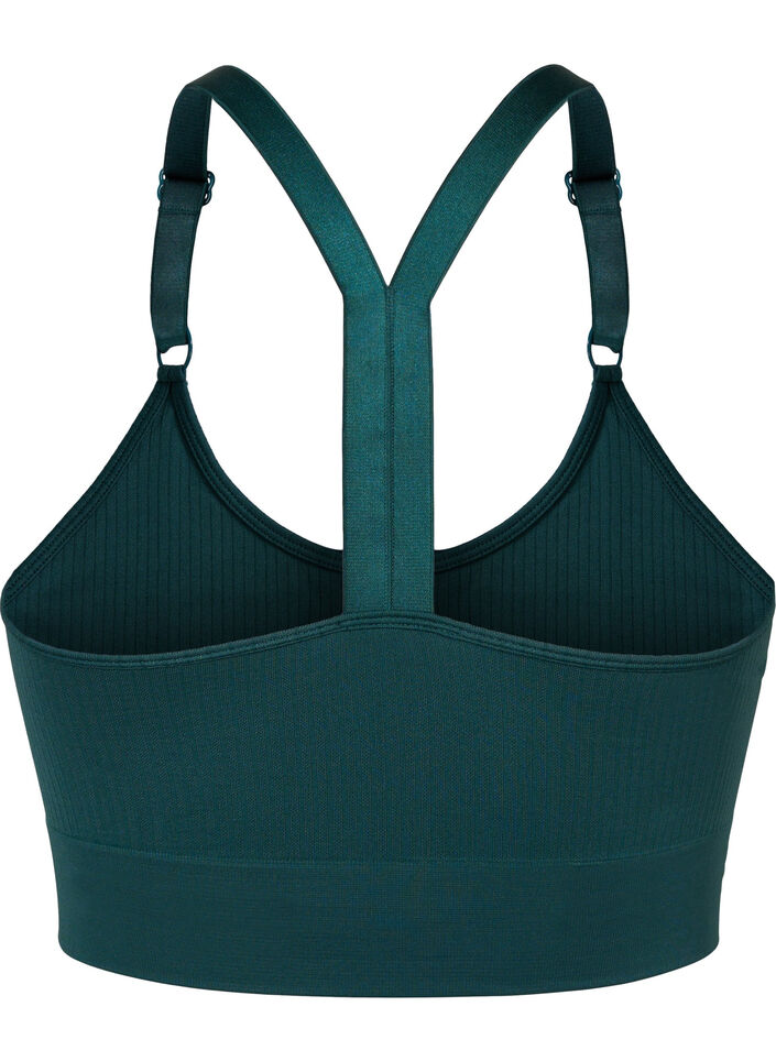 Sømløs sports-BH i ribbet materiale, Pine Grove, Packshot image number 1