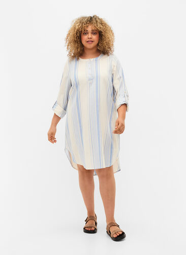 Stripete kjole med lange ermer, Birch w. Stripes, Model image number 2