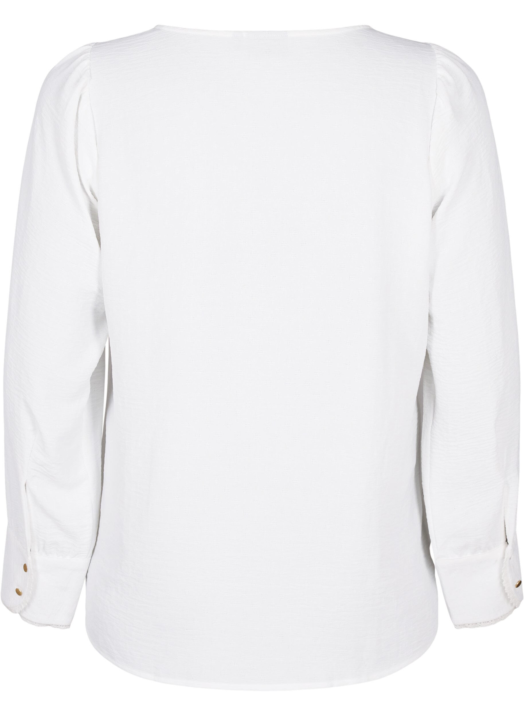 Zizzi Langermet bluse med tekstur, Bright White, Packshot image number 1