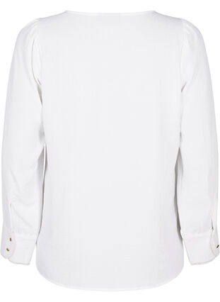 Langermet bluse med tekstur, Bright White, Packshot image number 1