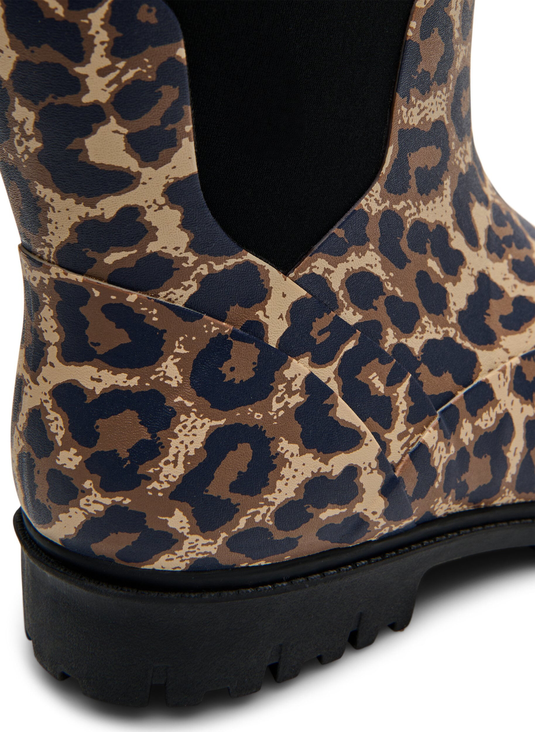 Zizzi Wide fit - Korte gummist&oslash;vler med elastisk neoprene skaft, Leopard AOP, Packshot image number 4