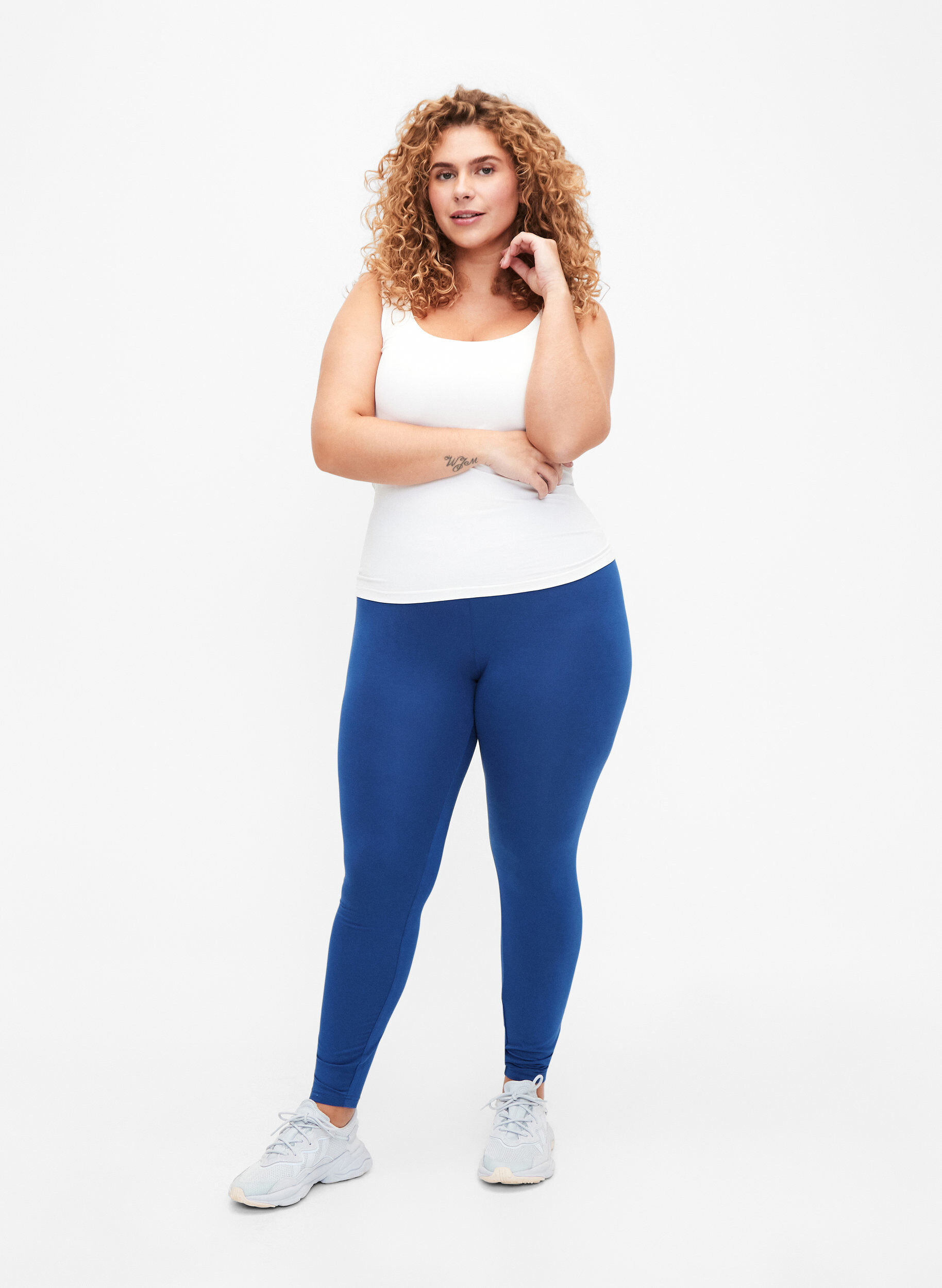 Zizzi Basis leggings i viskose, Bl&aring;, Model image number 1