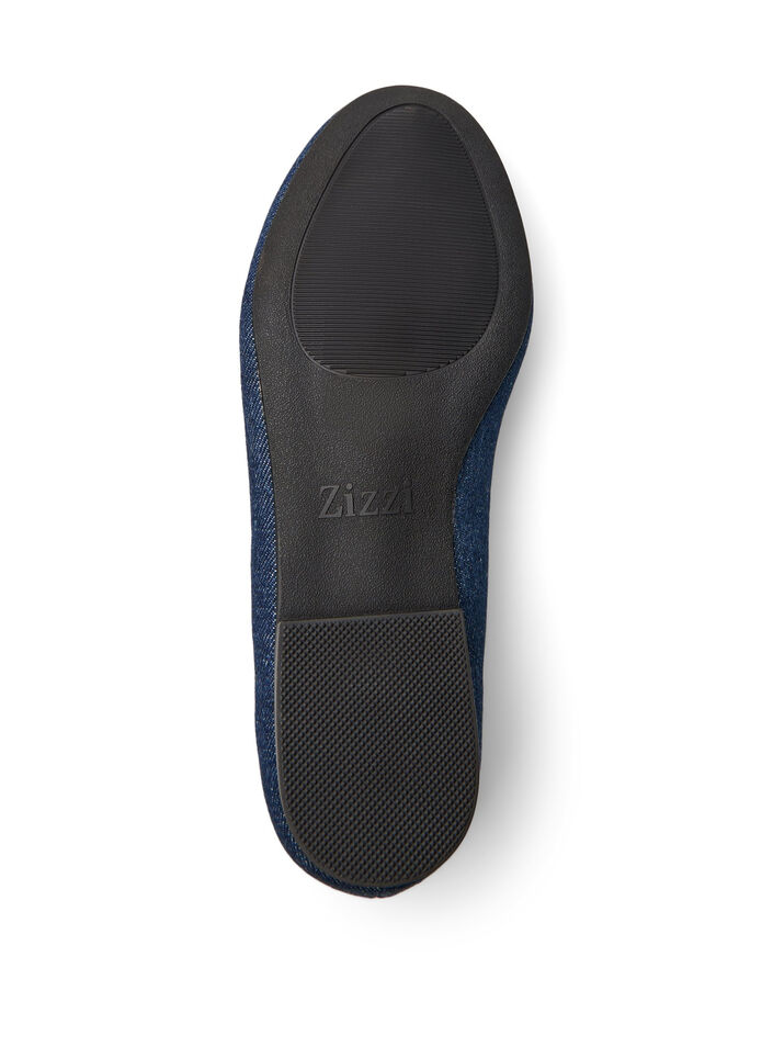 Wide fit - Denim ballerina med sløyfe, Blå, Packshot image number 4