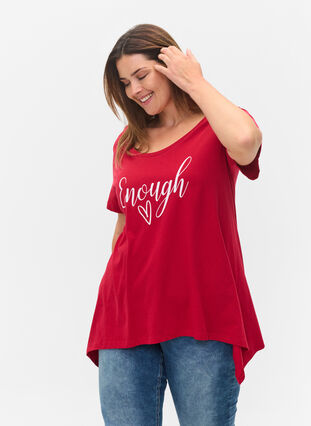 T-skjorte i bomull med A-form, Tango Red ENOUGH, Model image number 0