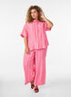 Stripet viskose skjorte med korte ermer, Rosa, Model image number 1
