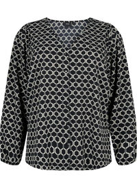 Skjortebluse med v-hals og trykk