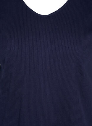 Kortermet bomullskjole i ribb, Navy Blazer, Packshot image number 2