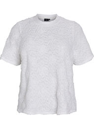 Bluse med 3D-blomster og korte ermer, White