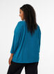 Jersey bluse med 3/4 ermer, Bl&aring;, Model image number 2