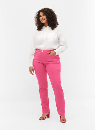 Skjorte i bomullsblanding, Bright White, Model image number 2