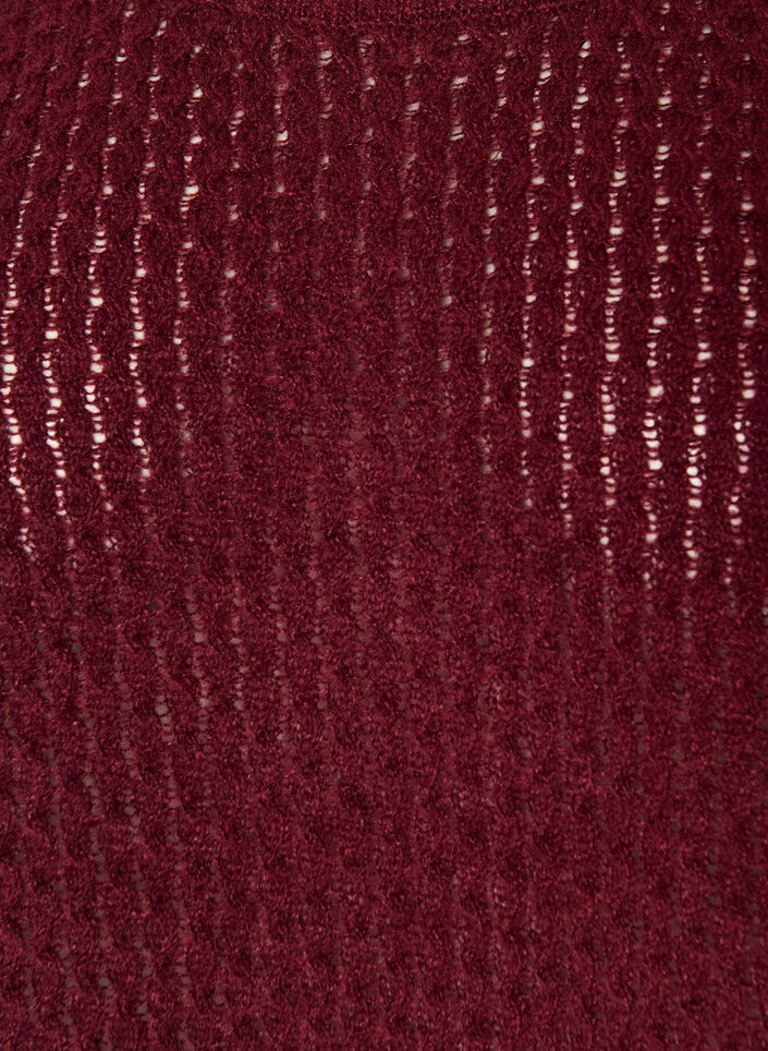 Strikkebluse med strukturert hullm&oslash;nster, R&oslash;d, Packshot image number 2