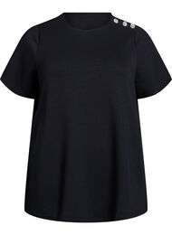 Kortermet bluse med knappestolpe, Black