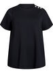 Kortermet bluse med knappestolpe, Svart, Packshot image number 0