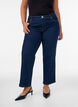 Cropped jeans med straight fit og normal midje, Bl&aring;, Model image number 2