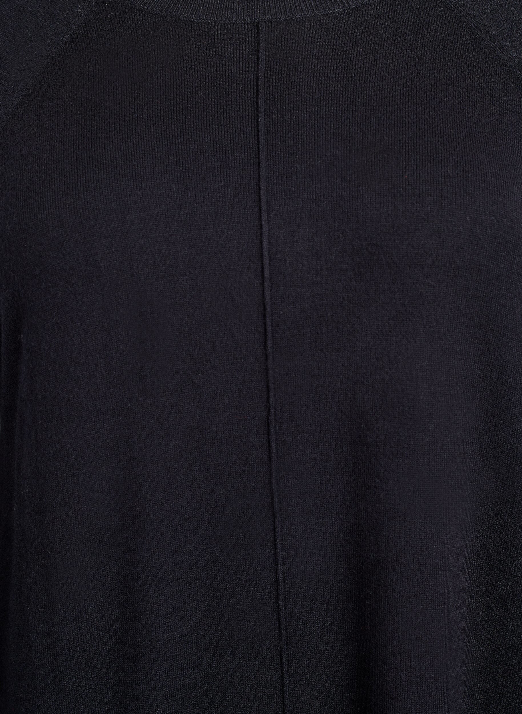 Zizzi Kort strikkekjole med raglanermer og en midts&oslash;m, Svart, Packshot image number 2